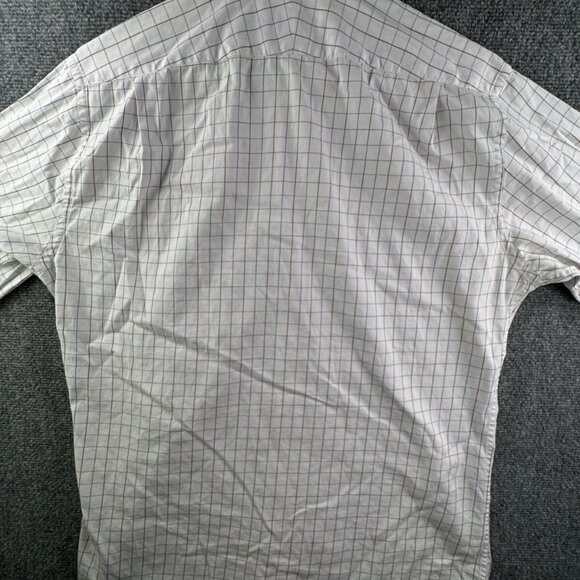 Peter Millar Men Button Up Shirt Long Sleeve 16.5 Cotton Blue Brown Check Adult - Picture 12 of 12